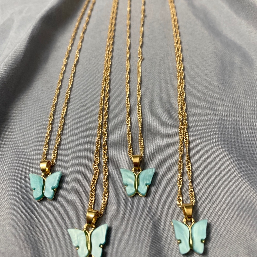 Butterfly Pendant Necklace in Blue